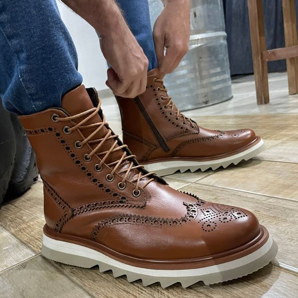 Bota Marrom Look Com Botinha Masculina Coturno Masculino Bota