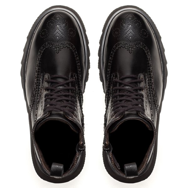 Bota Masculina Oxford Brogue Donatello Avalon em Couro Preto - AVALON