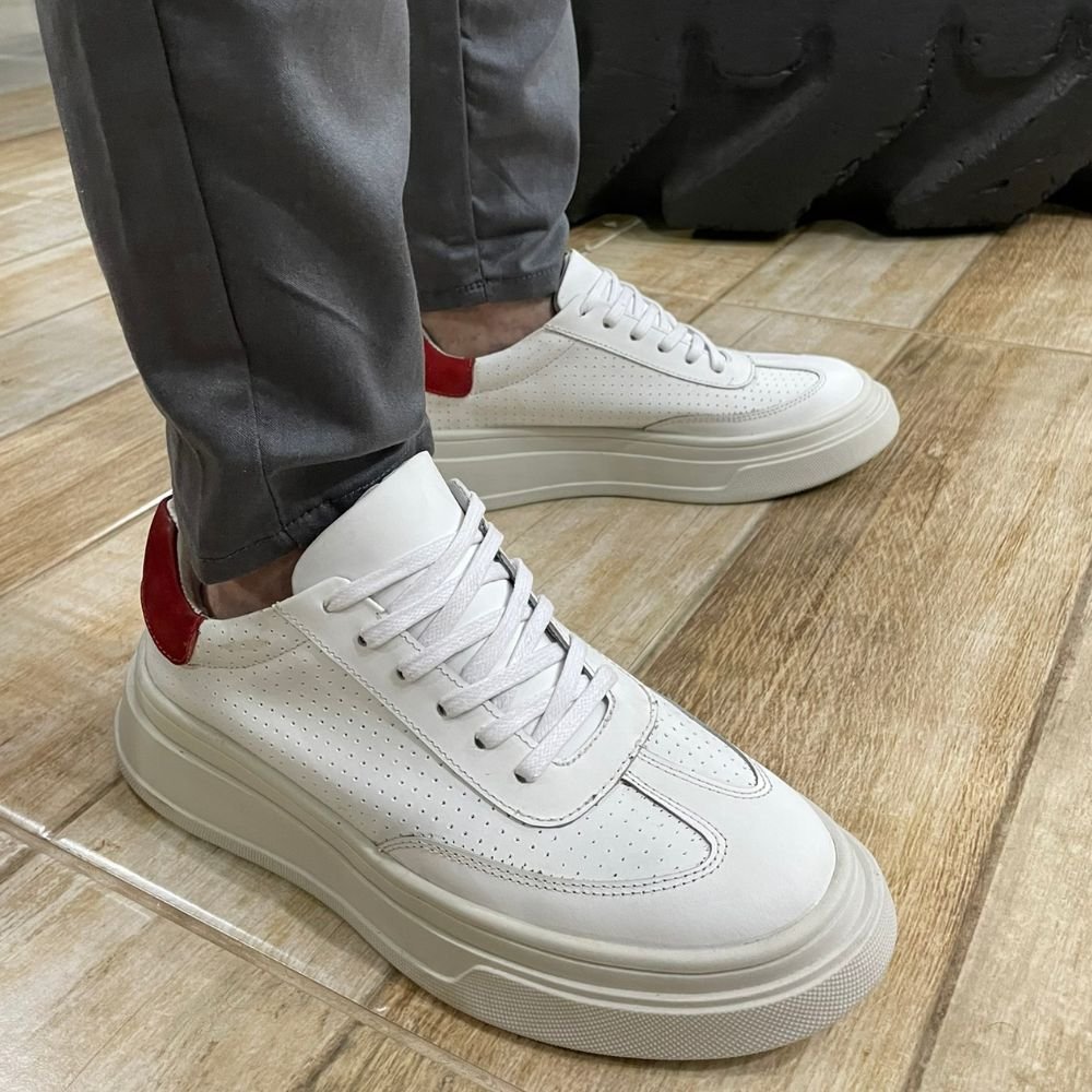 07 tenis casual avalon matt couro branco vermelho
