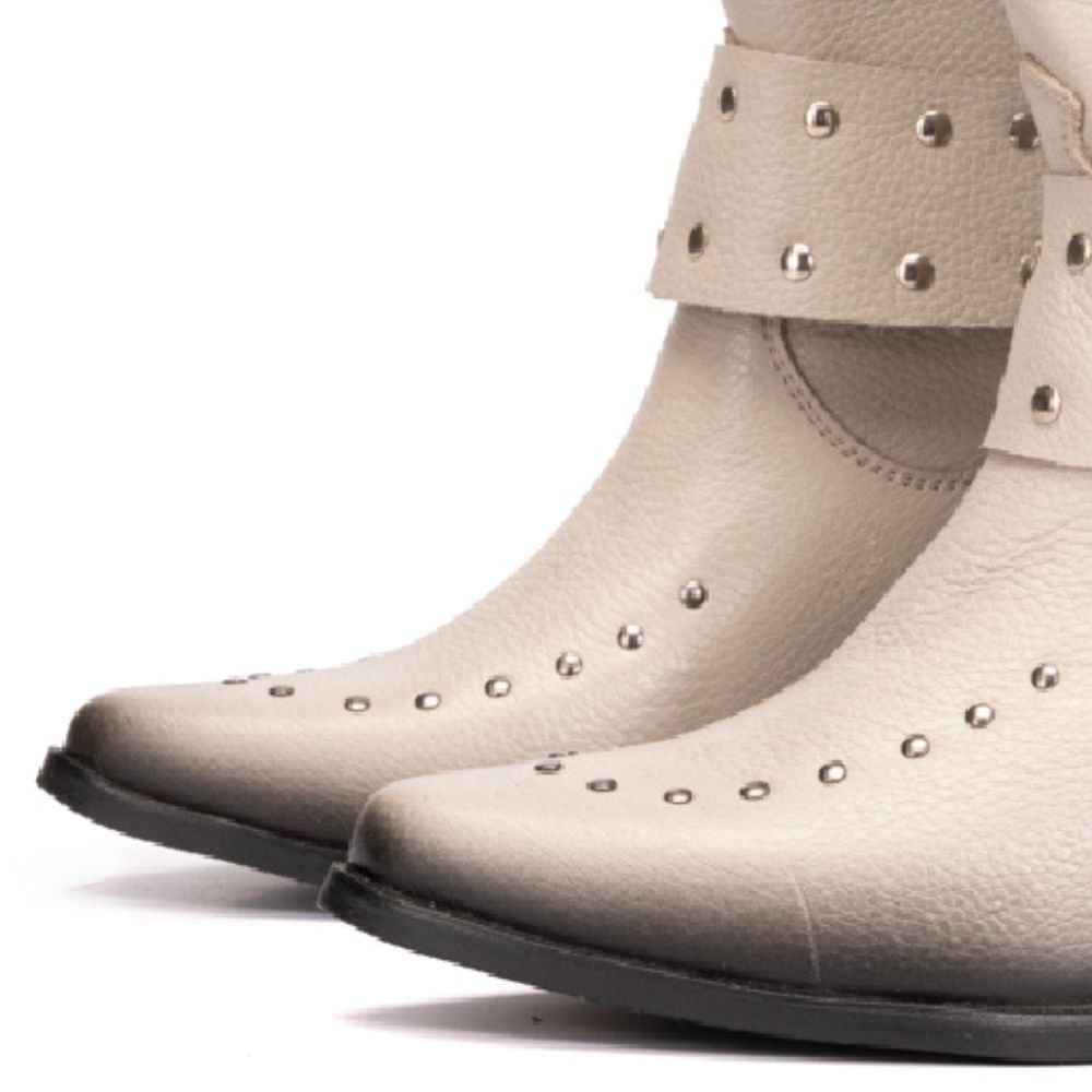 Bota Western Country Moniz Mah Couro Off White - MAH