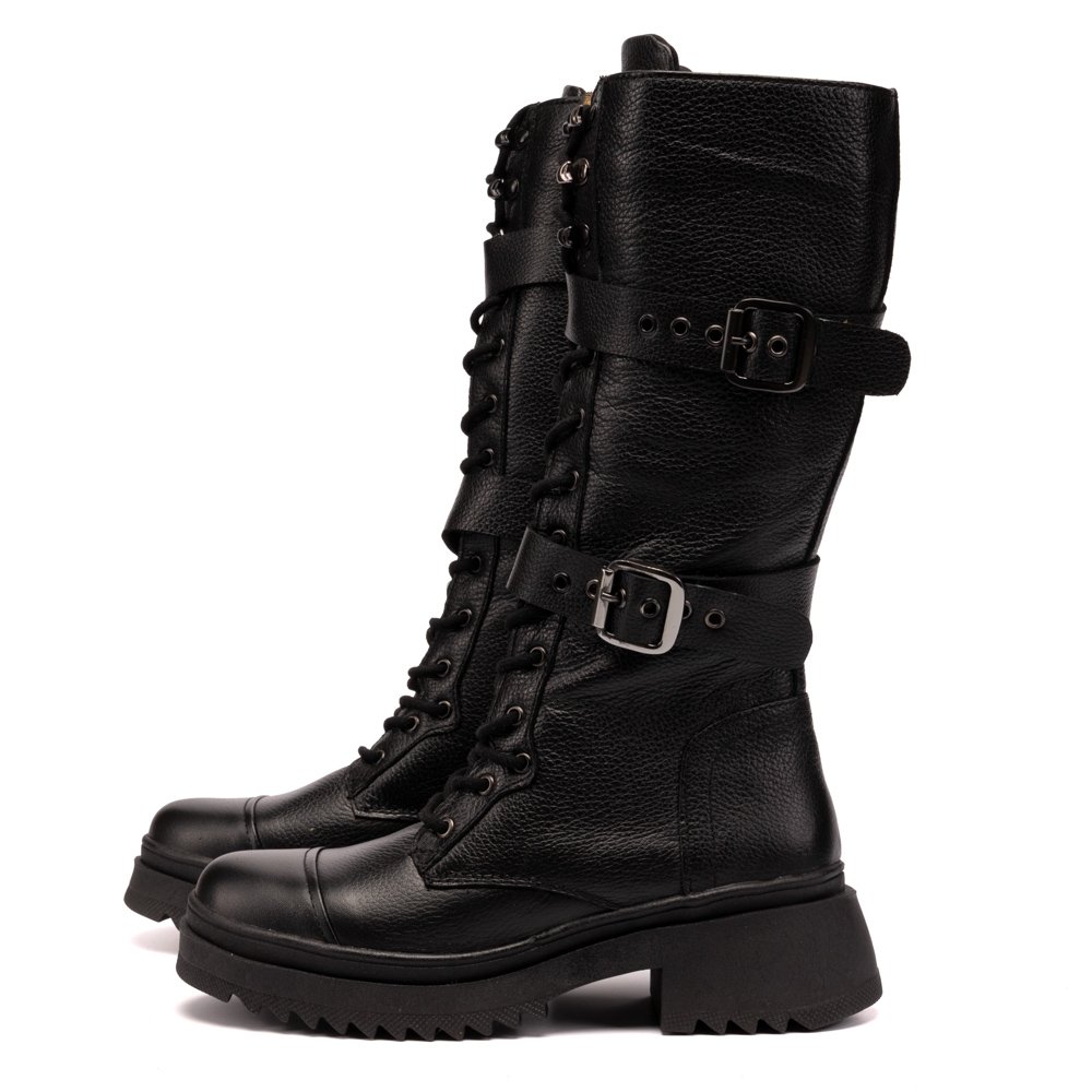 Cano Alto Comprar Coturno Feminino De Couro Bota Coturno Cano Alto - Main Image