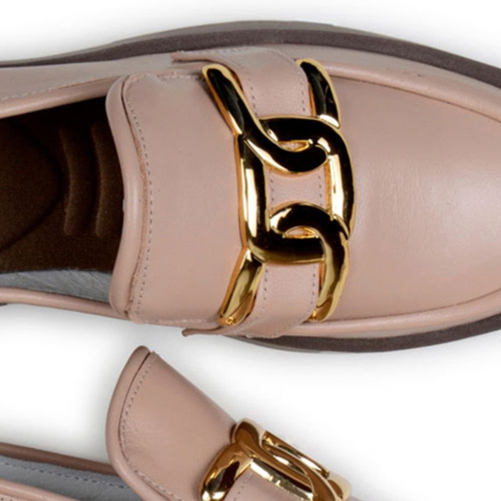 06 sapato loafer feminino confortavel gracy mah couro nude
