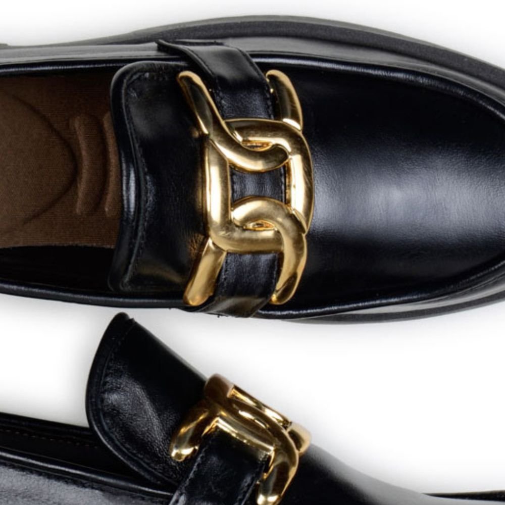 07 sapato loafer feminino confortavel gracy mah couro preto