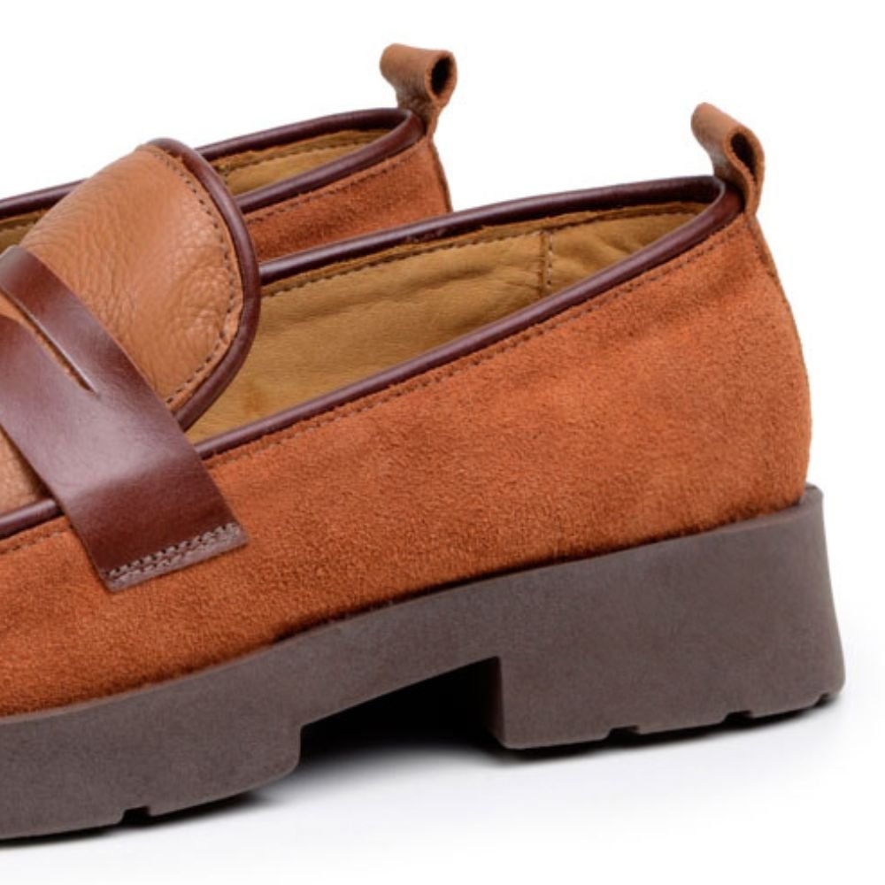 05 sapato loafer feminino confortavel janine mah couro ferrugem
