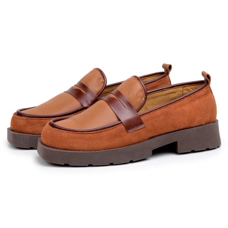 Sapato Loafer Feminino Confortável Janine Mah Couro Ferrugem - MAH