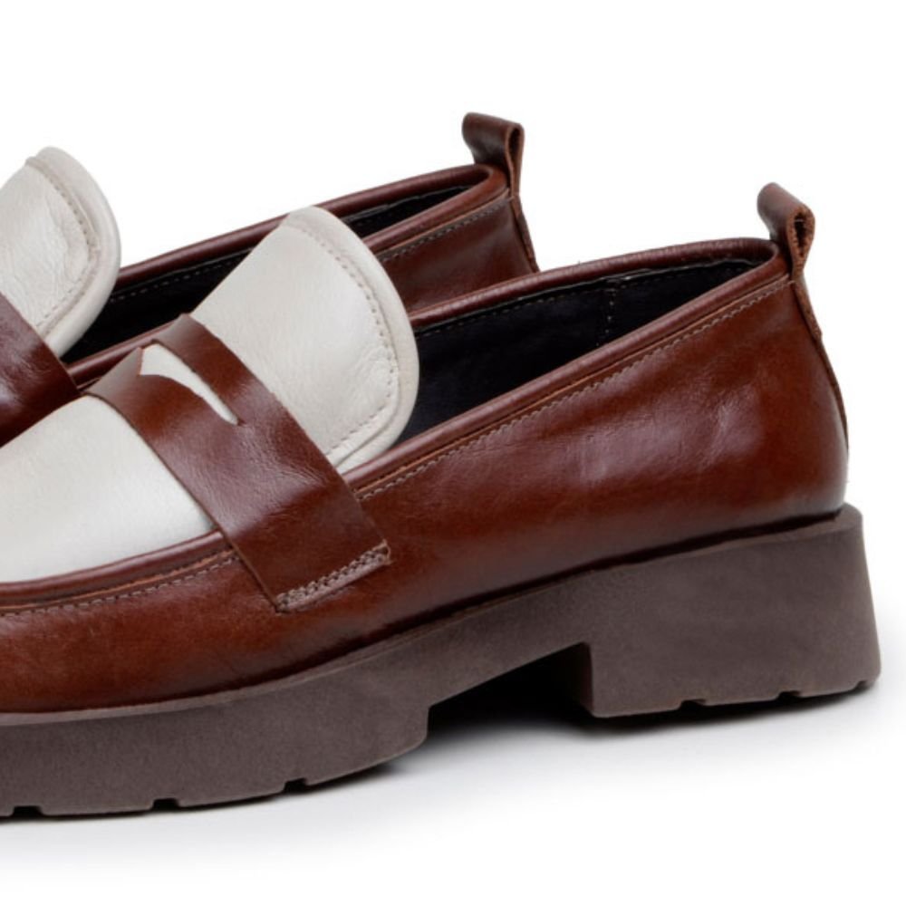 05 sapato loafer feminino confortavel janine mah couro marrom