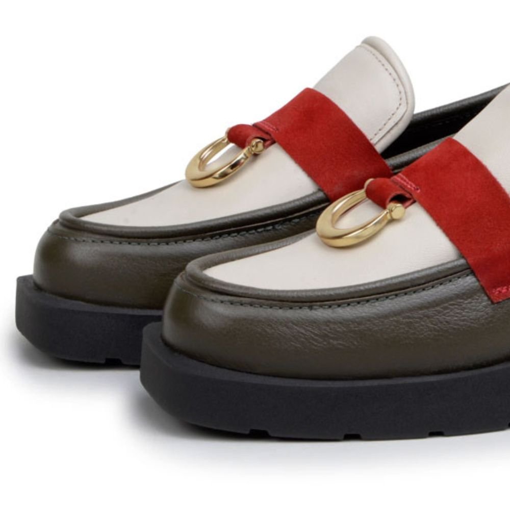 01 sapato loafer feminino confortavel june mah couro verde