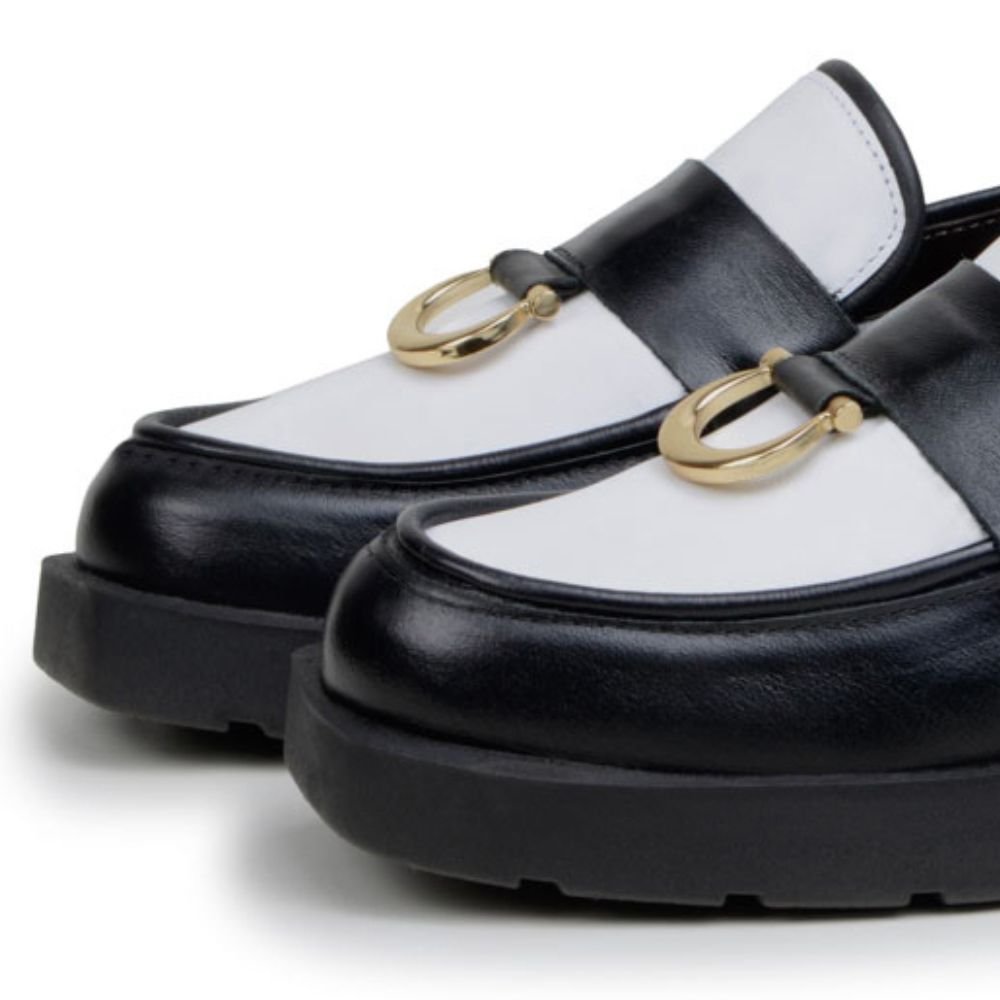 01 sapato loafer feminino confortavel june mah couro preto