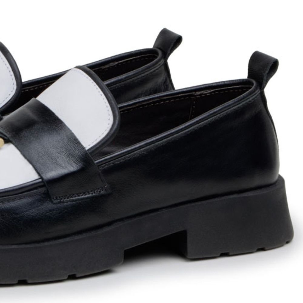 02 sapato loafer feminino confortavel june mah couro preto
