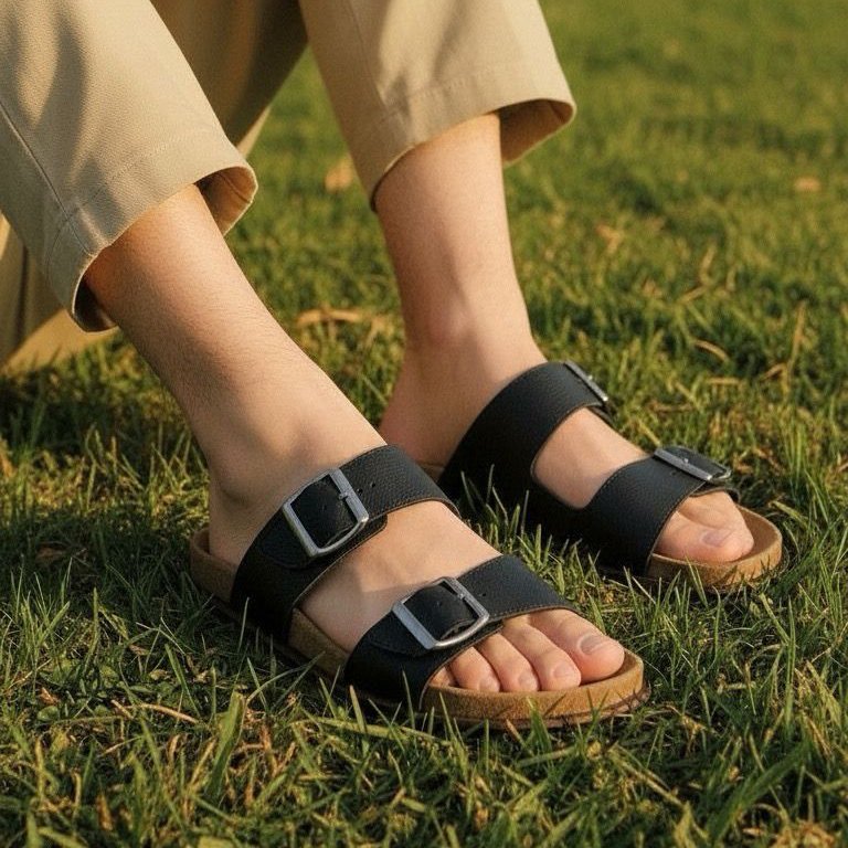 04 sandalia conforto toda couro walter avalon em couro preto